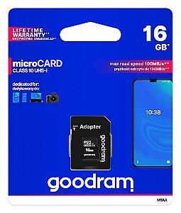Card memorie Goodram micro SDHC Class10 16GB + SD adapter (M1AA-0160R12)