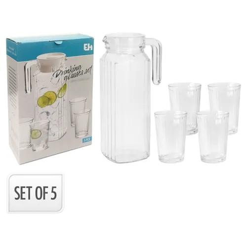 Set de vesela EH carafa cu capac 1.1l si 4 pahare 200ml