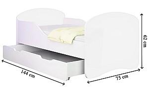 Pat copii Acma Meble Acma I Pony 70x140 sertar/saltea 6cm Alb