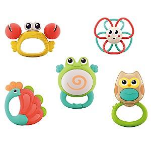 Jucarie bebelus Hola Toys Set de zornăitoare „Orchestra de animale”, 5 modele E318B