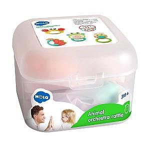 Jucarie bebelus Hola Toys Set de zornăitoare „Orchestra de animale”, 5 modele E318B