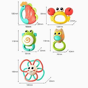 Jucarie bebelus Hola Toys Set de zornăitoare „Orchestra de animale”, 5 modele E318B