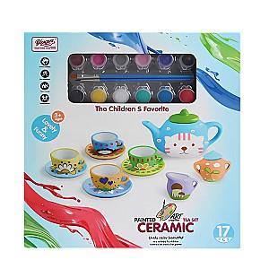 Set de bucatarie pentru papusi Essa Toys „Serviciu de ceai din ceramică” (555-DIY001)