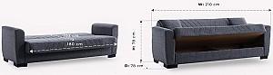 Canapea Fabulous Lori 3 locuri 50-002 Gri inchis