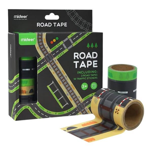 Set de jucarii Mideer „Bandă rutieră adezivă și trafic rutier” MD4103