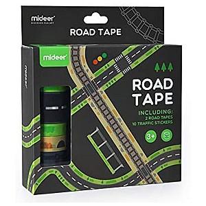 Set de jucarii Mideer „Bandă rutieră adezivă și trafic rutier” MD4103