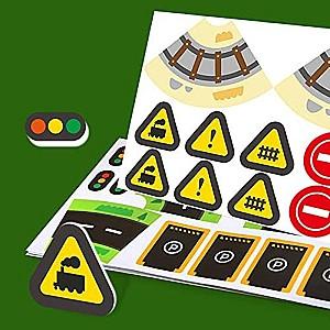 Set de jucarii Mideer „Bandă rutieră adezivă și trafic rutier” MD4103