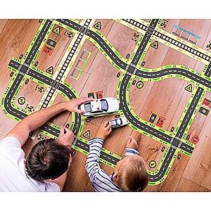 Set de jucarii Mideer „Bandă rutieră adezivă și trafic rutier” MD4103