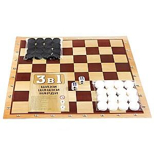 Joc de masa M-Toys Joc 3 în 1 de șah, table și dame (în cutie) (S0003)