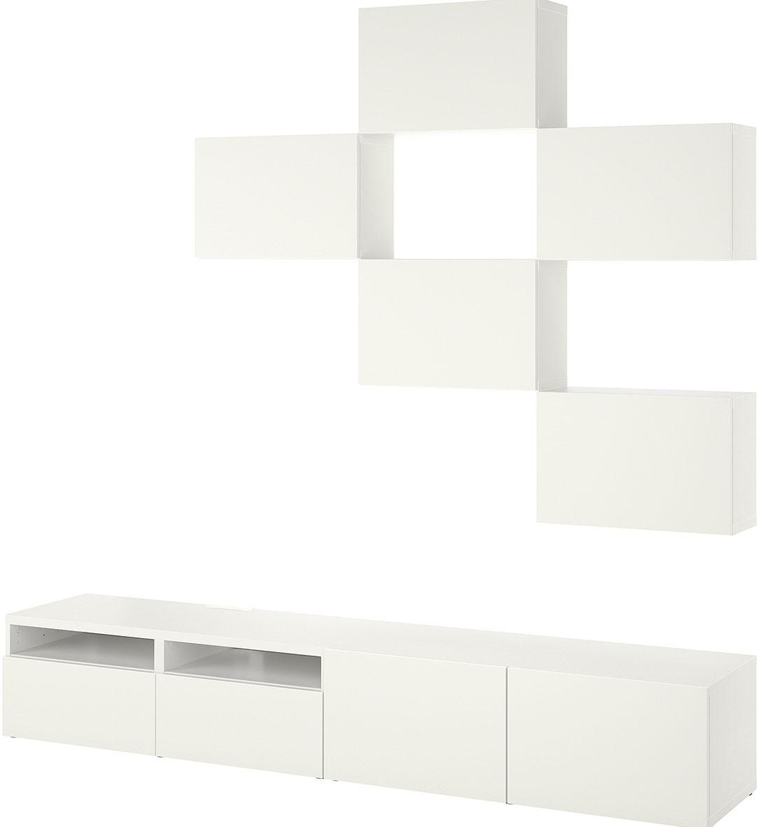 Living IKEA Besta/Lappviken sertar cu sistem apasare 240x42x230 Alb