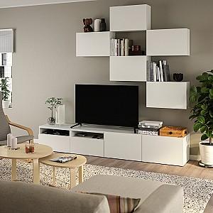 Living IKEA Besta/Lappviken sertar cu sistem apasare 240x42x230 Alb