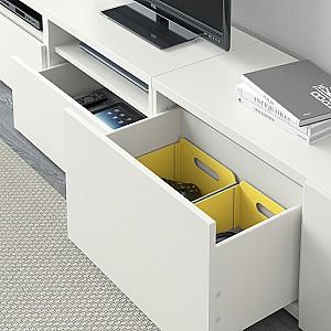 Living IKEA Besta/Lappviken sertar cu sistem apasare 240x42x230 Alb