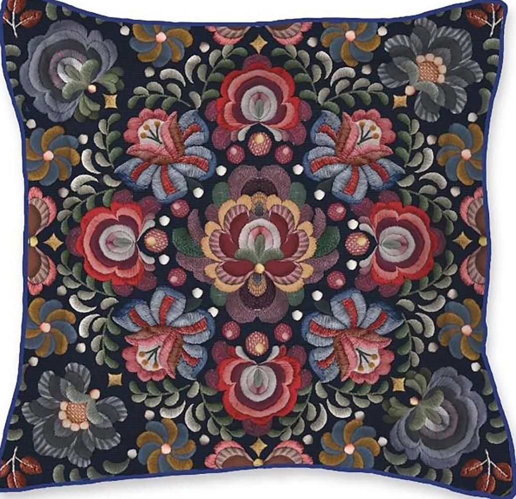 Perna PIP Studio Ricamo Square Cushion Dark Blue