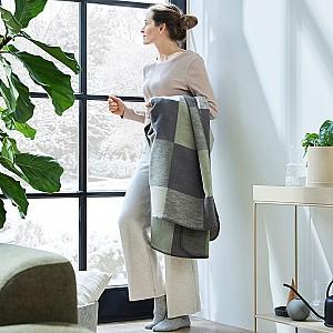 Pled IBENA Jacquard Cotton Blanket Hamilton with GOTS certificate Green