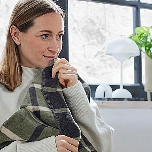 Pled IBENA Jacquard Blanket Tramore Grey/Green