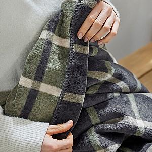 Pled IBENA Jacquard Blanket Tramore Grey/Green