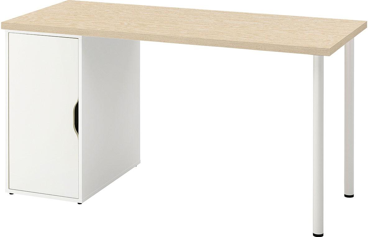 Masa pentru calculator IKEA Mittcirkel/Alex 1 usa 140x60 Aspect Pin/Alb