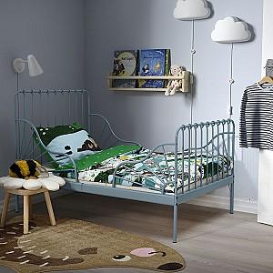 Pat IKEA Minnen cu somiera 80x200 Gri Albastru