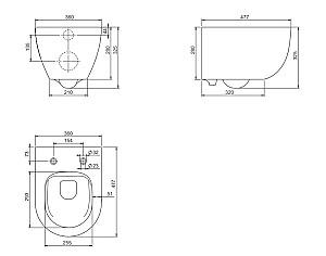 Vas WC CeraStyle Bella 48cm+Duroplast Slim Rimless