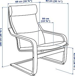 Fotoliu IKEA Poang Furnir Mesteacan/Alb