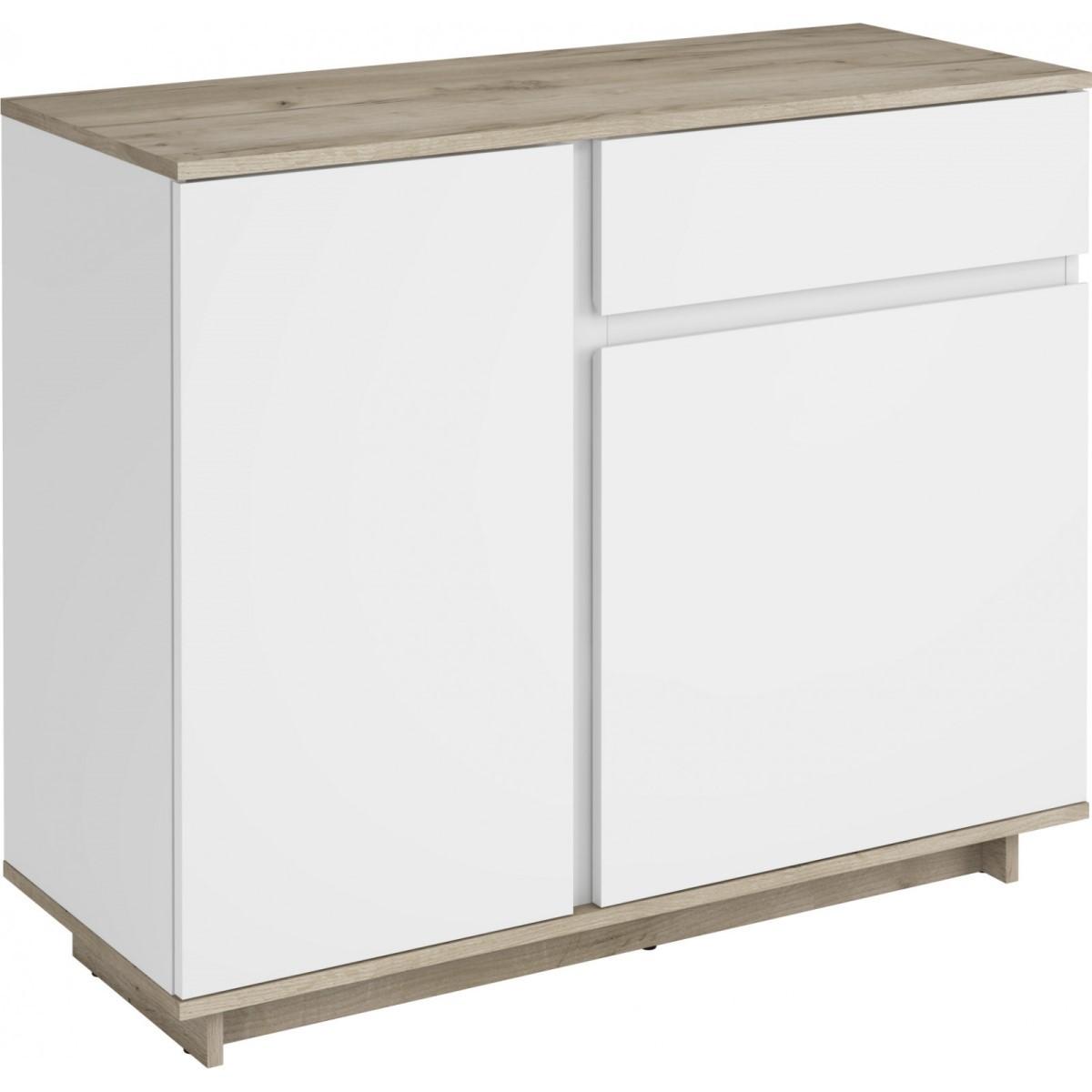 Comoda MG-Plus Concept 2D1S Stejar Kraft Gri/Nimfeya Alb