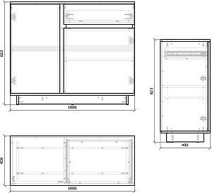 Comoda MG-Plus Concept 2D1S Stejar Kraft Gri/Nimfeya Alb