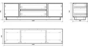 Tumba pentru televizor MG-Plus Concept 2D2S Stejar Kraft Gri/Nimfeya Alb