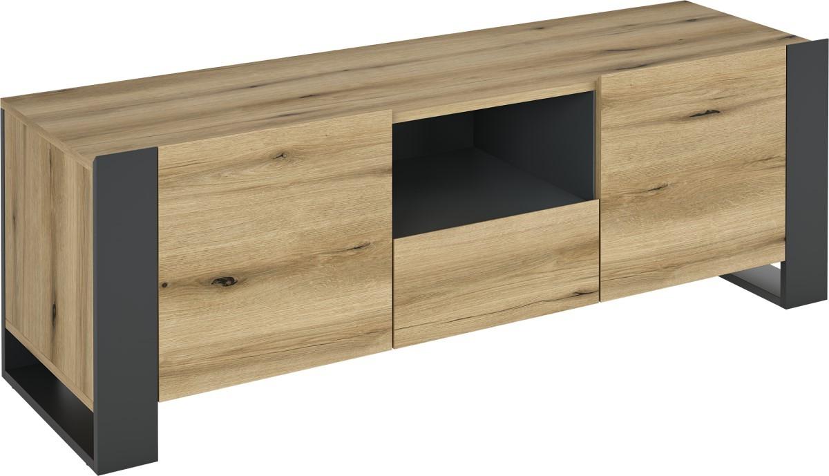 Tumba pentru televizor MG-Plus Combo 140 Grafit(Gri)/Stejar Evoke(Maro)