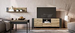 Tumba pentru televizor MG-Plus Combo 140 Grafit(Gri)/Stejar Evoke(Maro)