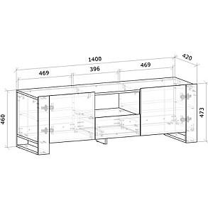 Tumba pentru televizor MG-Plus Combo 140 Grafit(Gri)/Stejar Evoke(Maro)
