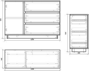 Comoda MG-Plus Concept 1D3S Stejar Kraft Gri/Nimfeya Alb