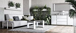 Comoda MG-Plus Concept 2D3S Stejar Kraft Gri/Nimfeya Alb