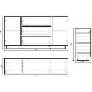 Comoda MG-Plus Concept 2D3S Stejar Kraft Gri/Nimfeya Alb