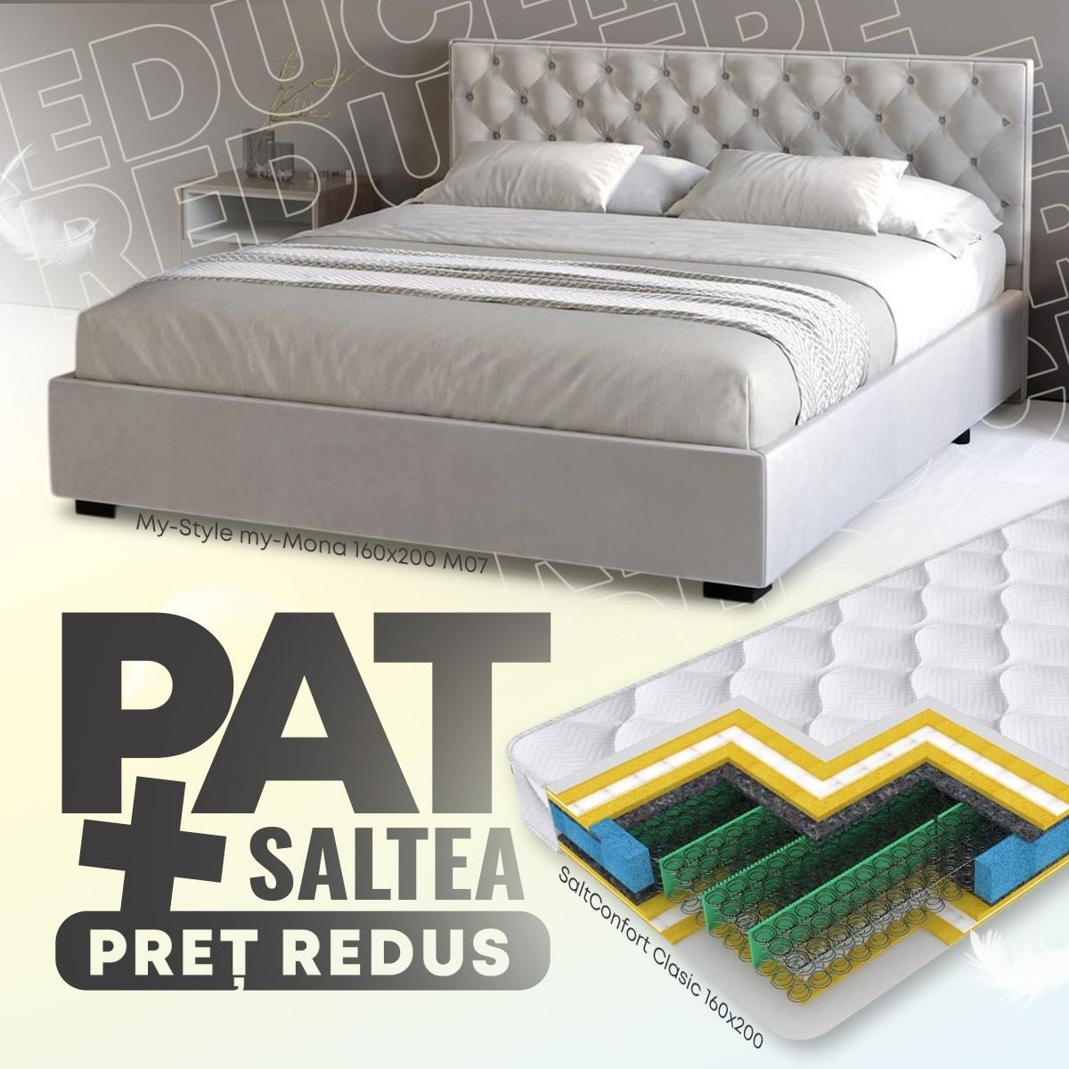 Pat My-Style my-Mona 160x200 M07 (Gri) + Saltea Salt Confort Clasic 160x200