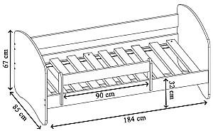 Pat copii Acma Meble Acma II Police 80x180 bariera/saltea 7cm Albastru