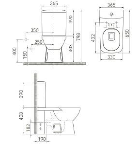 Vas WC CeraStyle Duru BTW Slim Turkuaz