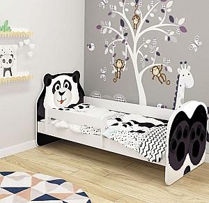 Pat copii Acma Meble Acma VII Animals Panda 70x140 bariera/saltea 6 cm Alb/Negru