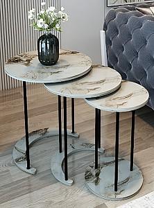 Masuta de cafea, reviste Prestige Efes 3pcs Marmură Albă/Negru