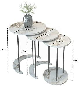 Masuta de cafea, reviste Prestige Efes 3pcs Marmură Albă/Negru