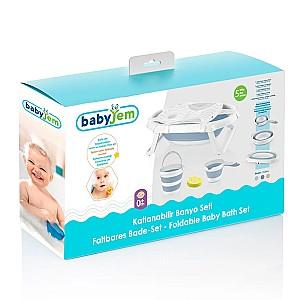 Cada pentru bebelusi BABYJEM Albastru cu cadita pliabila