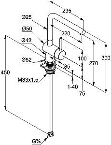 Robinet bucatarie Kludi L Steel (45851F877)