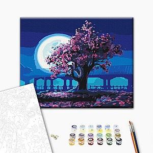 Tablou pe numere BrushMe Sakura în lumina lunii