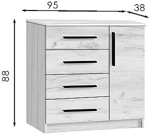 Comoda Modern Kenon 4+1S Stejar Craft Alb