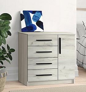Comoda Modern Kenon 4+1S Stejar Craft Alb