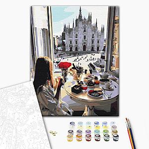 Tablou pe numere BrushMe Mic dejun în Milano (în cutie)