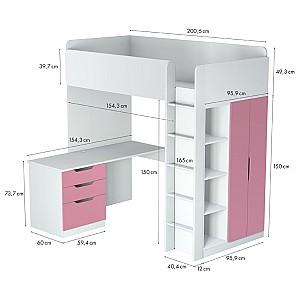 Mobila camera copii Polini Kids Simple White/Pink