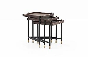 Masuta de cafea, reviste Dogtas MATILDA (set din 3) Nuc (Maro)/Negru