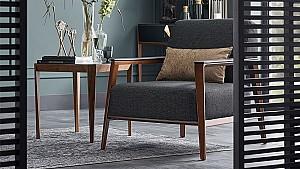 Masuta de cafea, reviste Dogtas LOGAN 55x55cm Negru/Nuc(Maro)