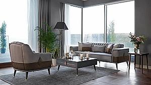 Fotoliu Dogtas DIAMOND Stofa Gri+Maro Eco-piele