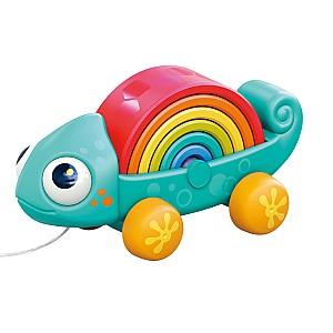 Jucarie de impins si tras Hola Toys Cameleonul curcubeu